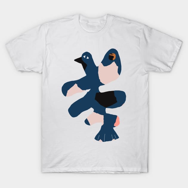 Oiseau Blue T-Shirt by fossdesign